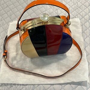 Bowling style bag, multi color (orange, navy blue, burgundy, black and cream)